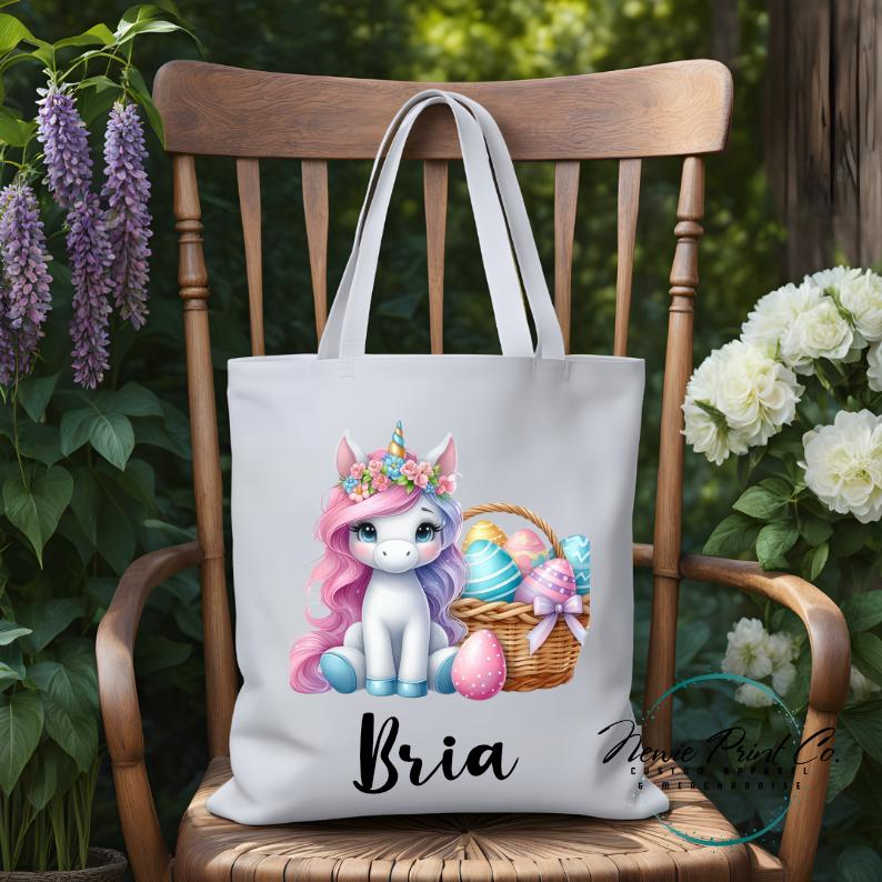 Unicorn - Easter Personalized Tote/Library Bag