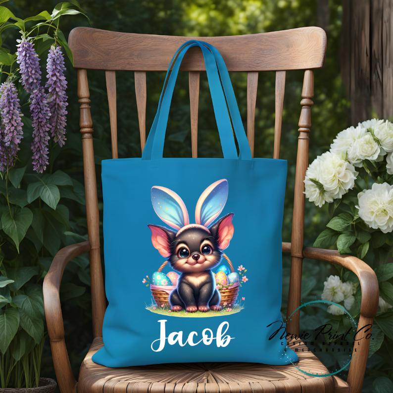 Tassie Devil - Easter Personalized Tote/Library Bag