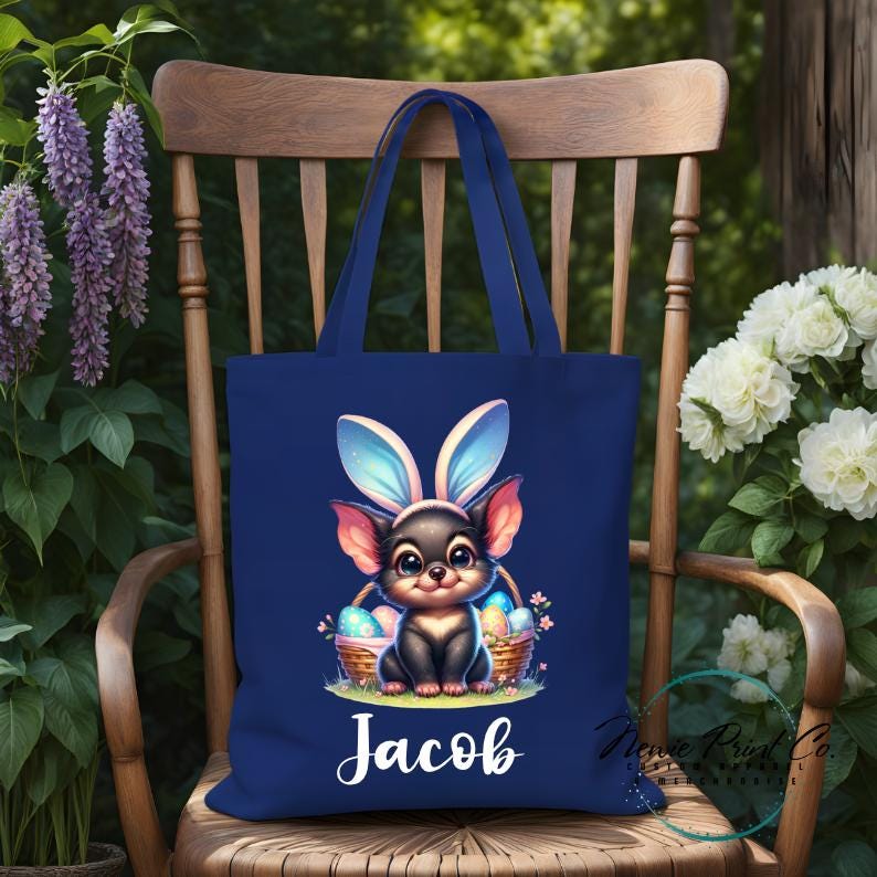 Tassie Devil - Easter Personalized Tote/Library Bag