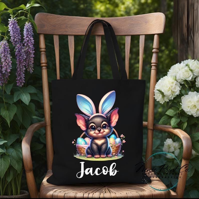Tassie Devil - Easter Personalized Tote/Library Bag