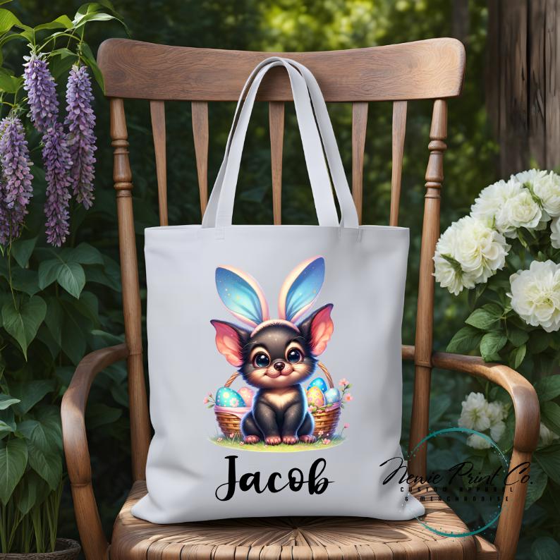 Tassie Devil - Easter Personalized Tote/Library Bag