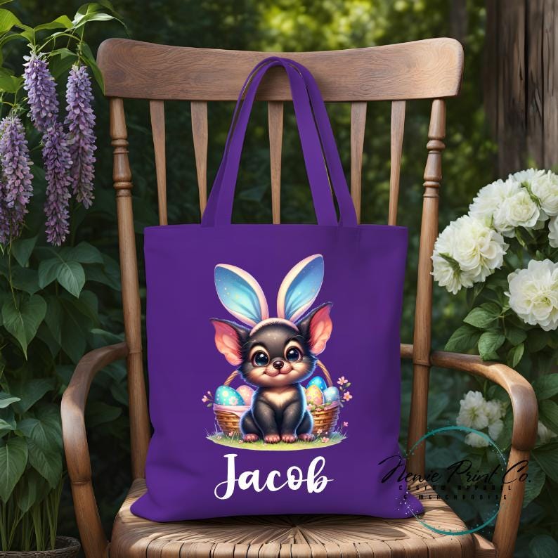 Tassie Devil - Easter Personalized Tote/Library Bag