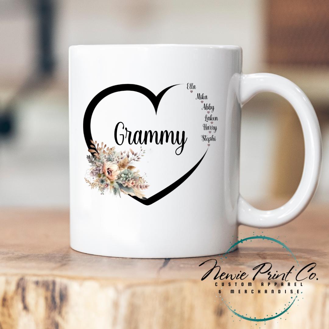 Custom Grandkids Name Boho Flower Mug