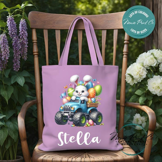 Monster Truck Bunny - Easter Personalized Tote/Library Bag