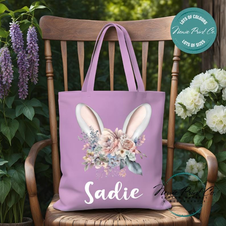 Flower Ears - Easter Personalized Tote/Library Bag