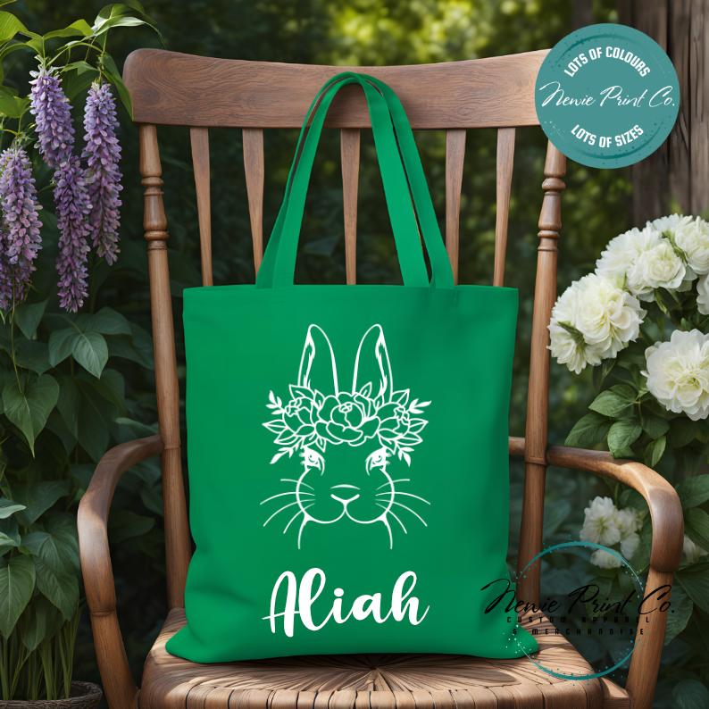 Flower Crown - Easter Personalized Tote/Library Bag