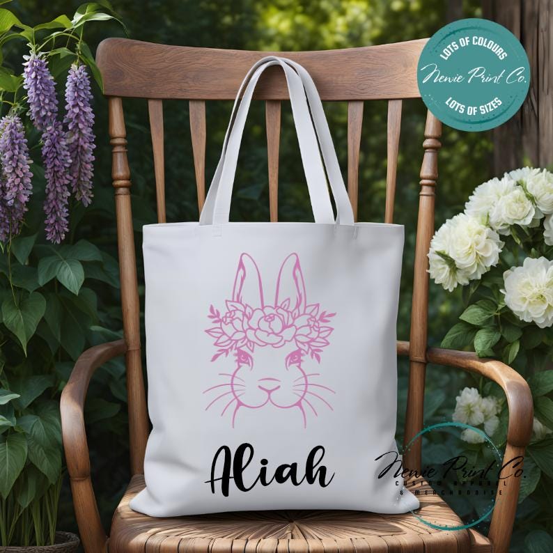 Flower Crown - Easter Personalized Tote/Library Bag
