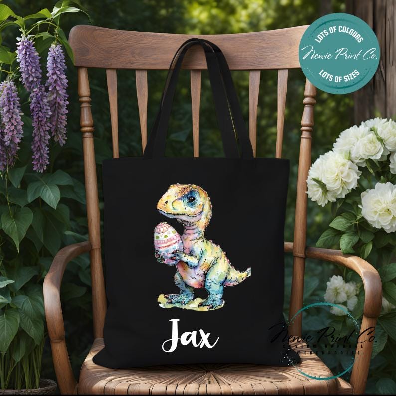 Dino - Easter Personalized Tote/Library Bag