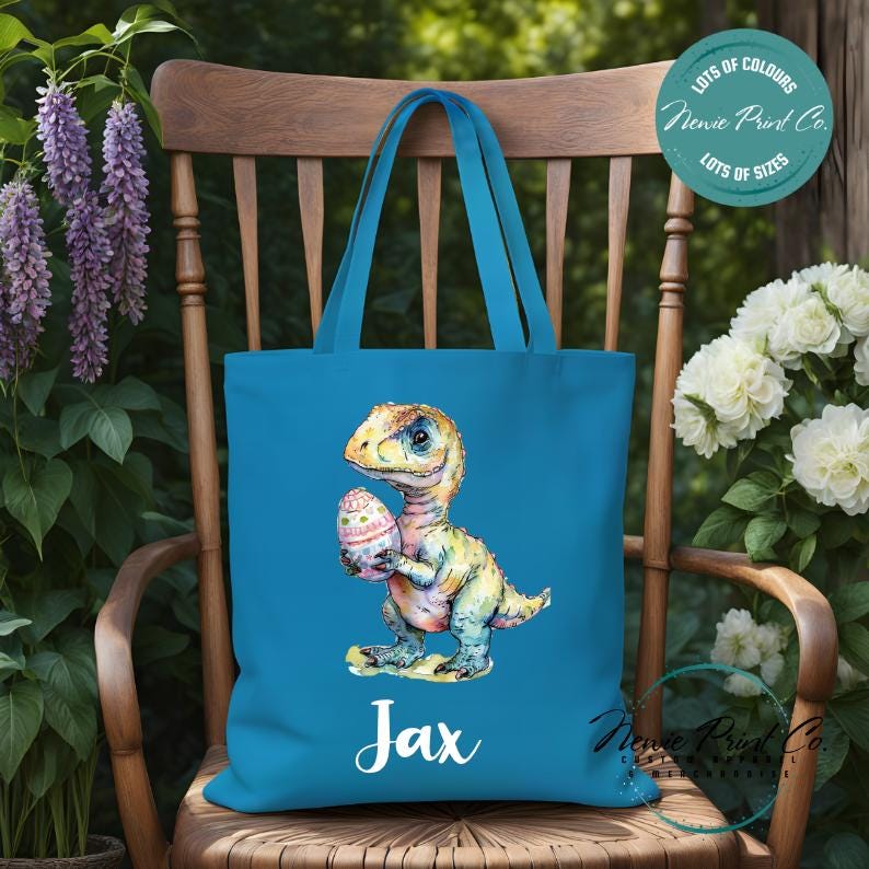 Dino - Easter Personalized Tote/Library Bag