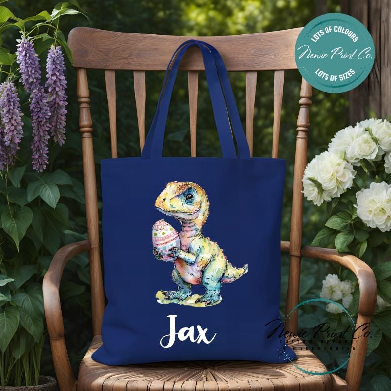 Dino - Easter Personalized Tote/Library Bag