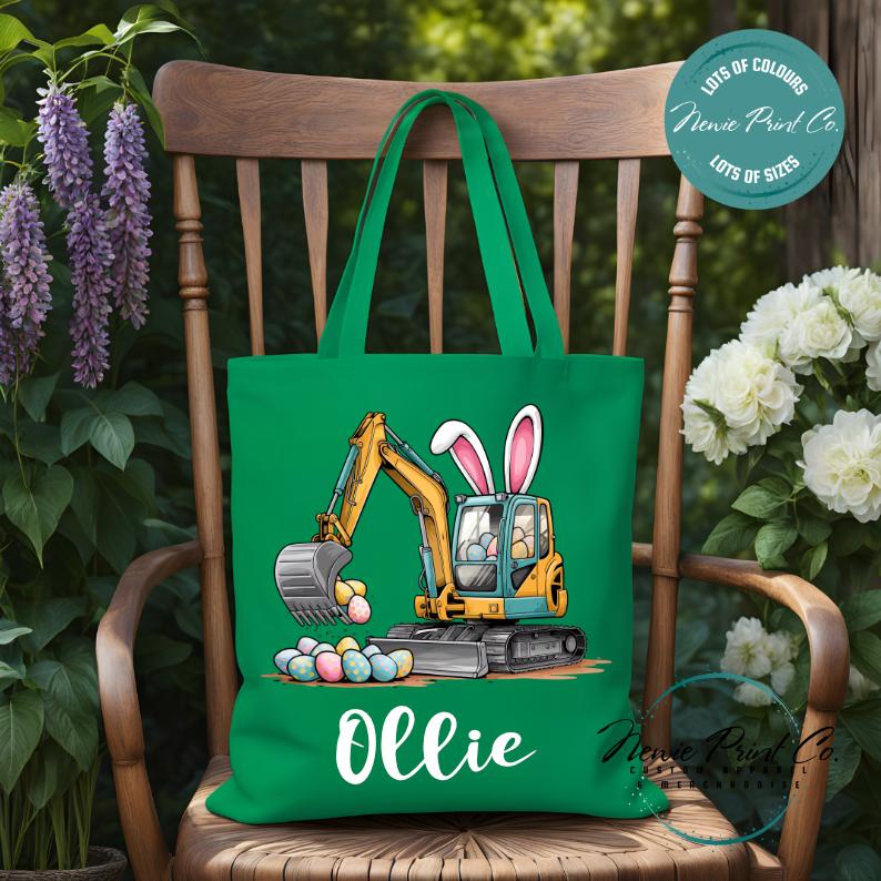 Eggscavator - Easter Personalized Tote/Library Bag