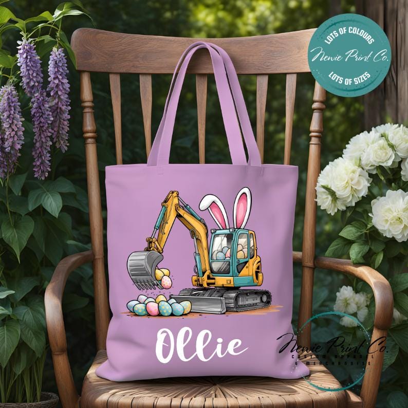 Eggscavator - Easter Personalized Tote/Library Bag