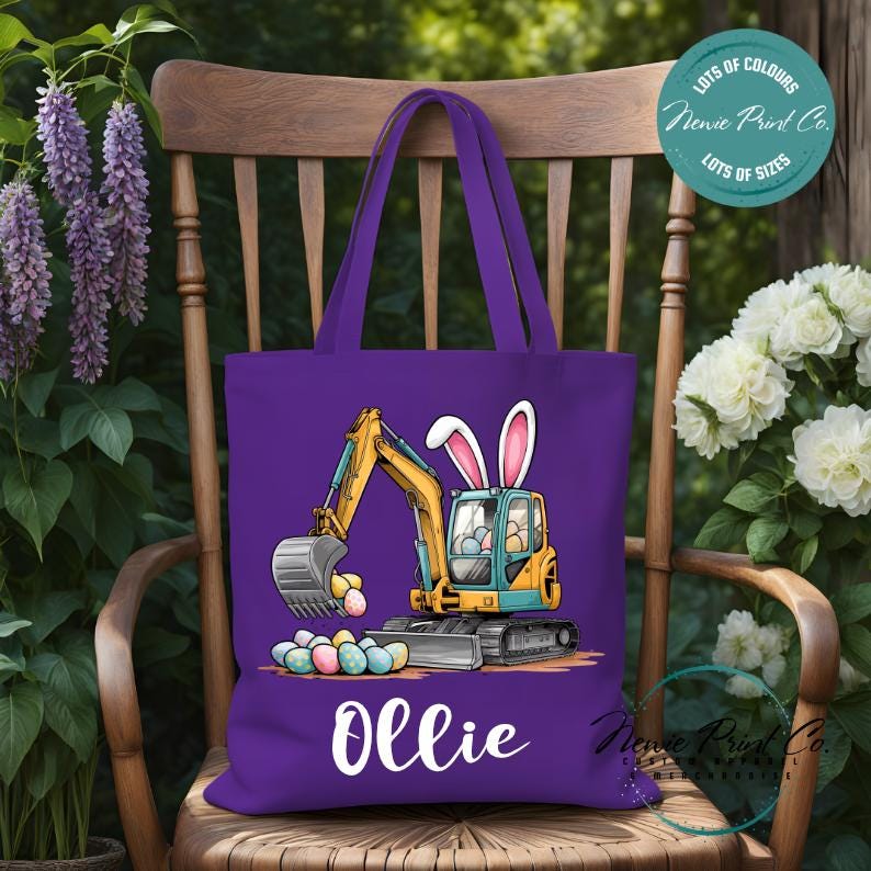 Eggscavator - Easter Personalized Tote/Library Bag