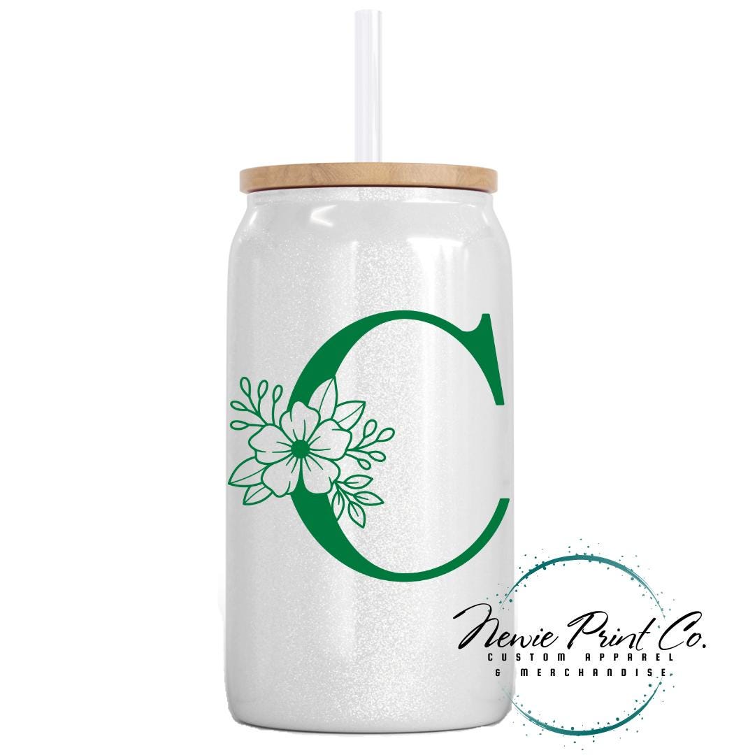 Floral Initial Shimmer Cup