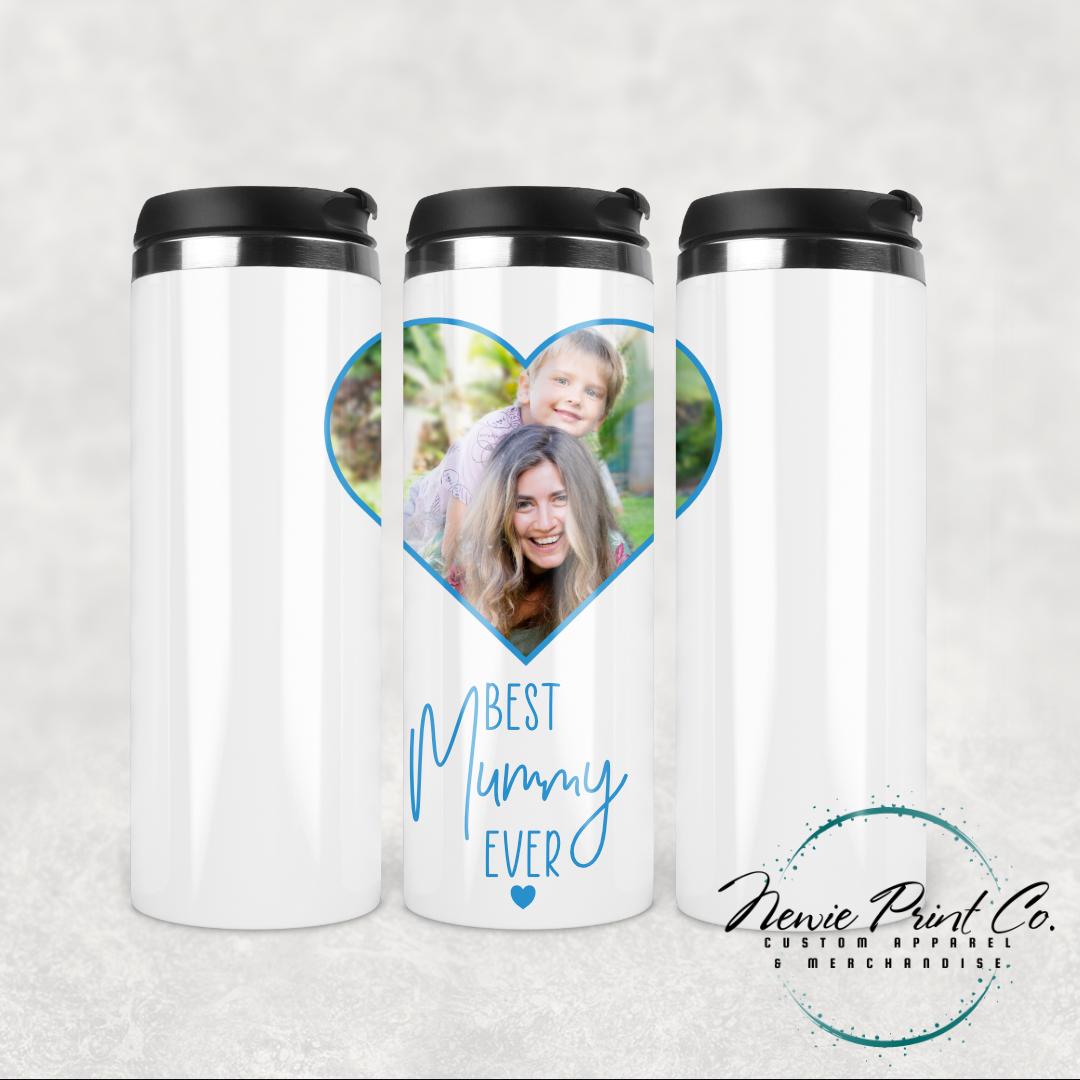 Custom Photo Heart Blue - Insulated Travel Coffee Tumbler