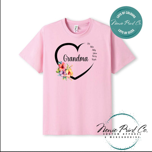 Custom Grandkids Name Tropical Flower - Jumper or Tee