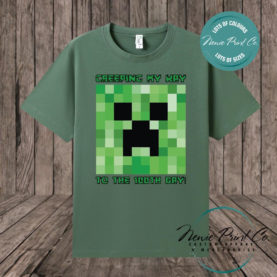 100 Days of School Day T-shirt - Creeper Miner