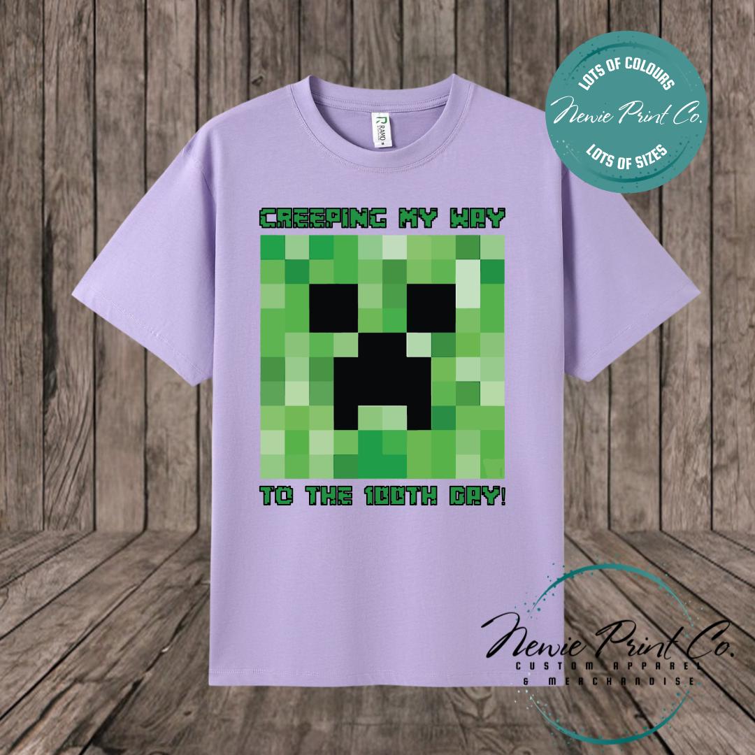 100 Days of School Day T-shirt - Creeper Miner