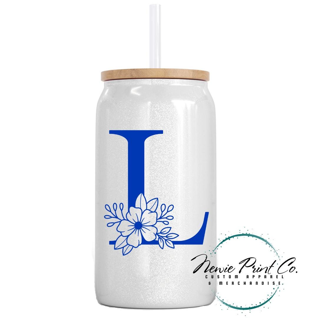 Floral Initial Shimmer Cup