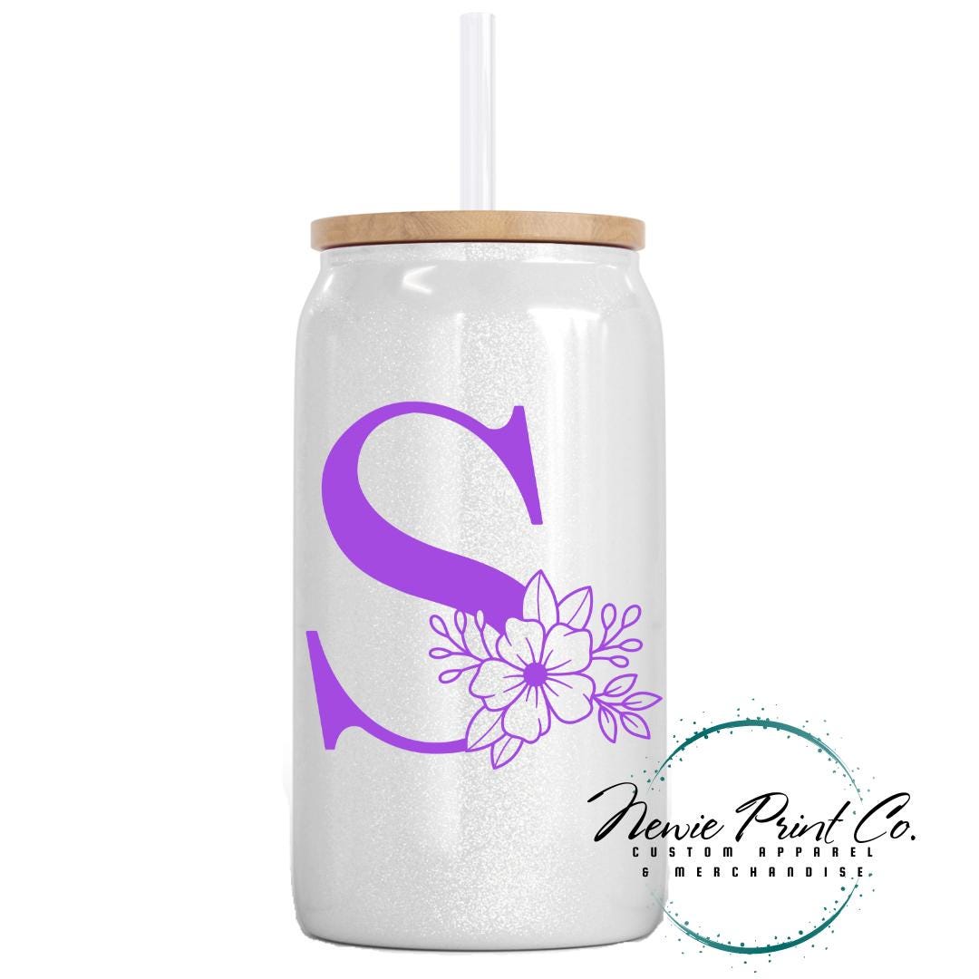 Floral Initial Shimmer Cup