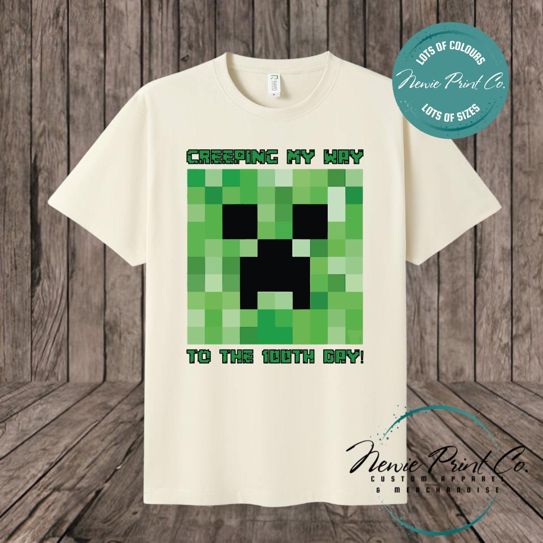 100 Days of School Day T-shirt - Creeper Miner