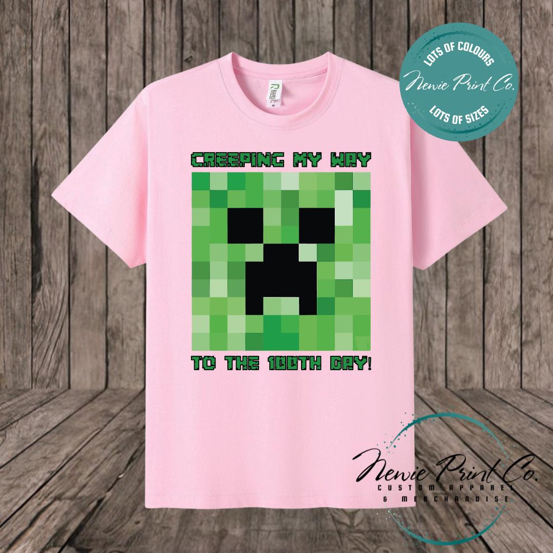 100 Days of School Day T-shirt - Creeper Miner
