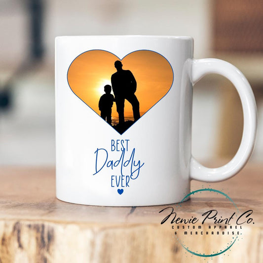 Best Dad Ever Photo Mug - Blue Heart