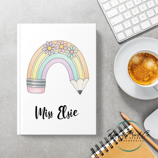 Custom Printed Teacher Notebook - Rainbow Pencil