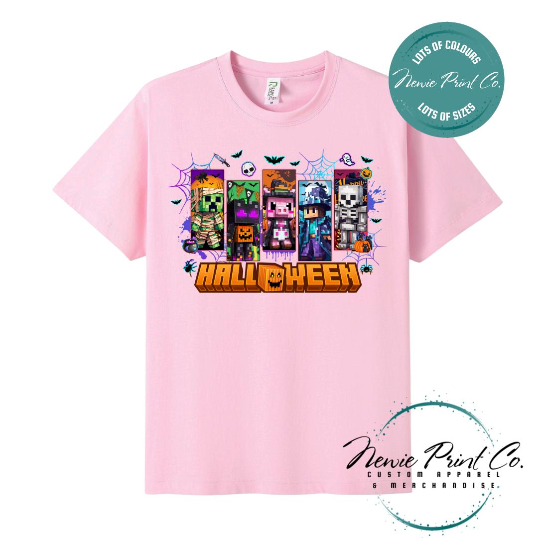 Custom Halloween t-shirts, featuring spooky designs and optional personalised names - perfect for Halloween parties, school events, or family matching outfits.