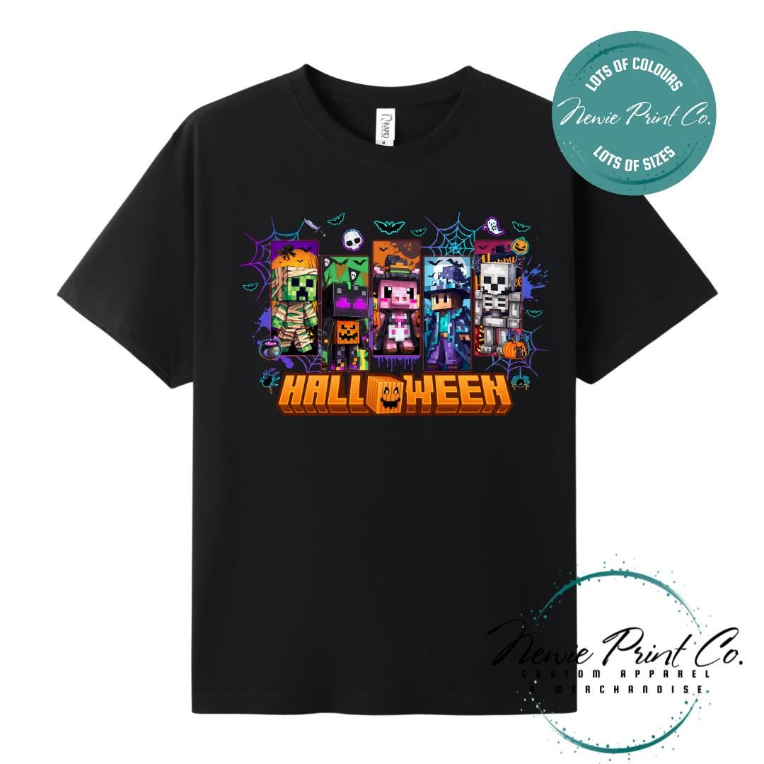 Custom Halloween t-shirts, featuring spooky designs and optional personalised names - perfect for Halloween parties, school events, or family matching outfits.