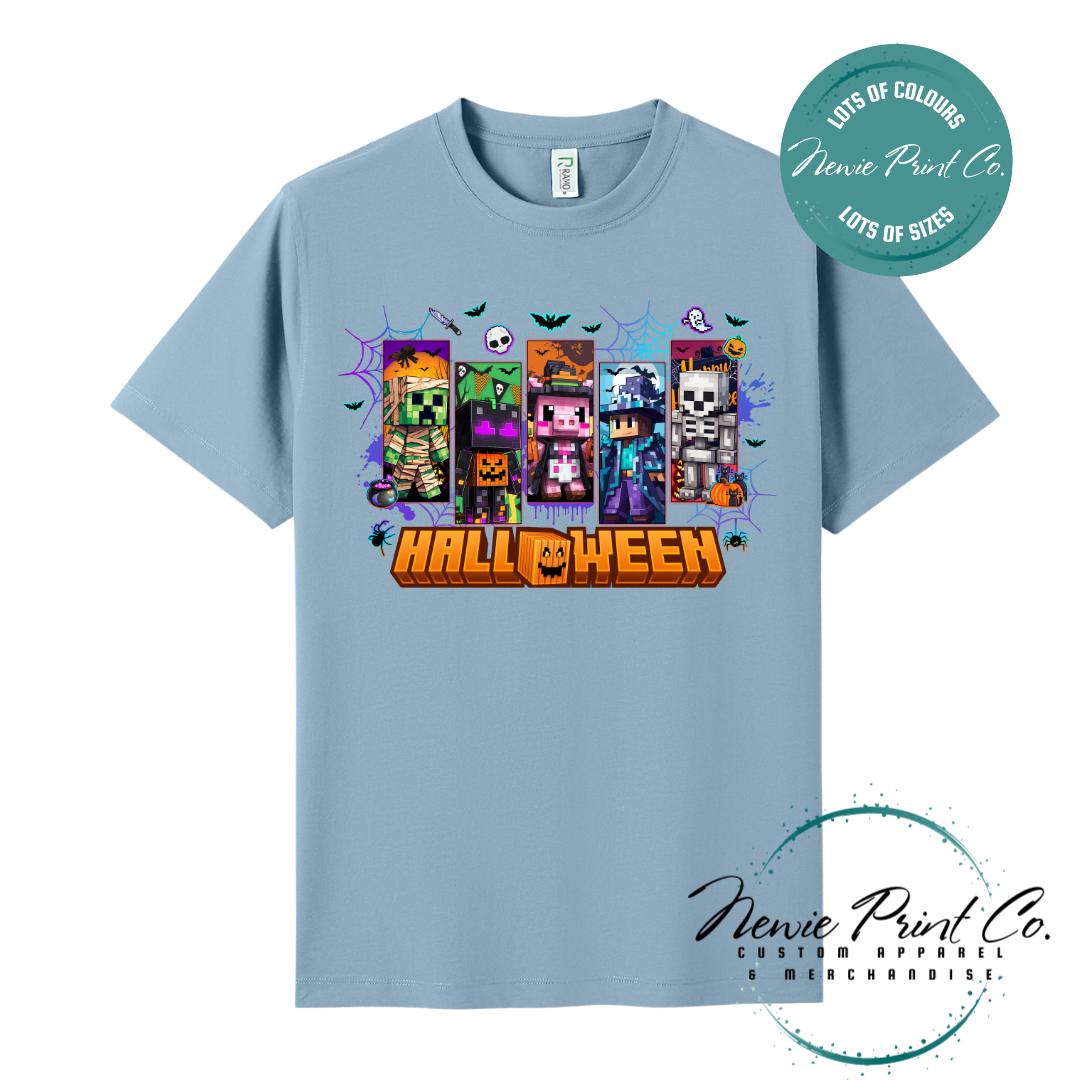 Custom Halloween t-shirts, featuring spooky designs and optional personalised names - perfect for Halloween parties, school events, or family matching outfits.