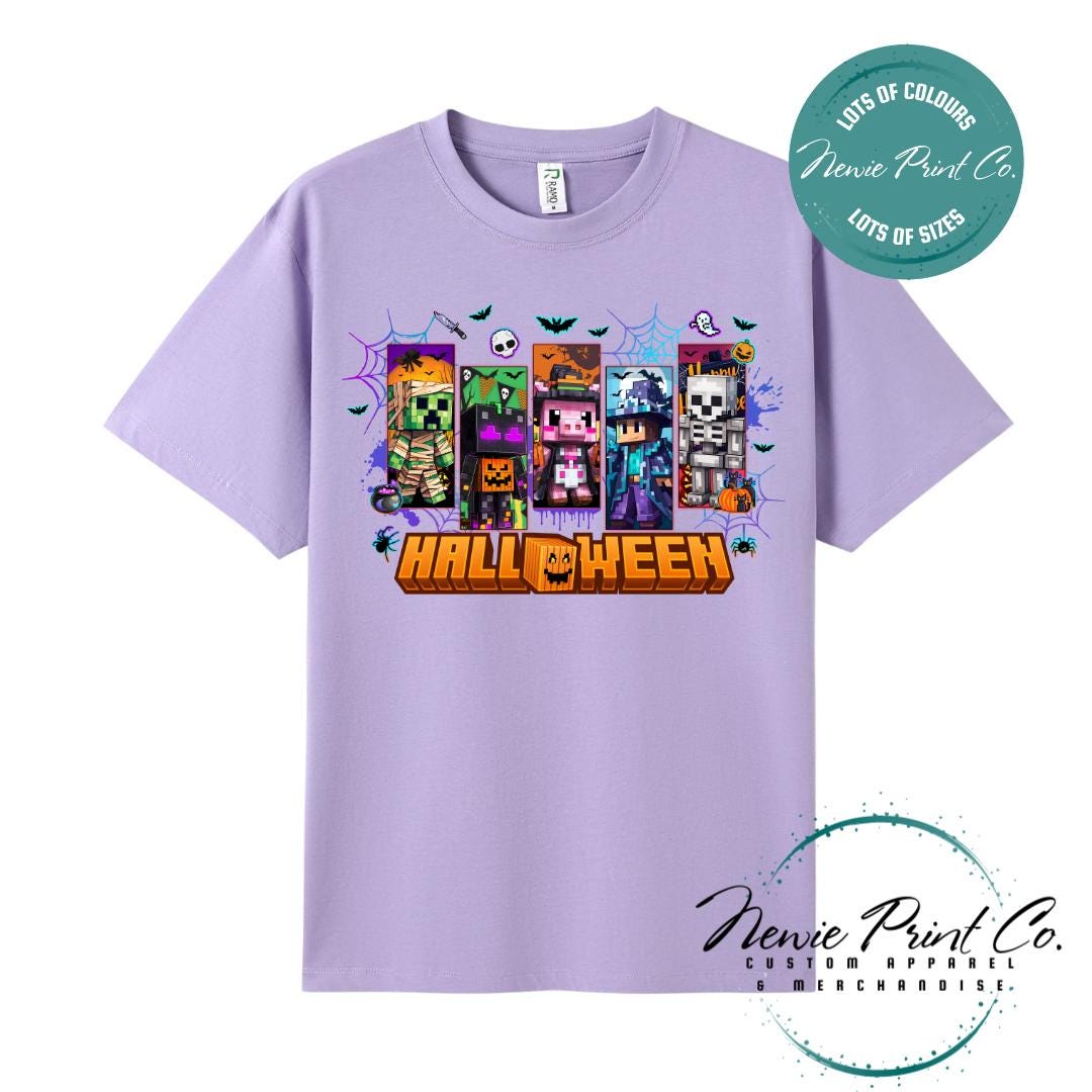 Custom Halloween t-shirts, featuring spooky designs and optional personalised names - perfect for Halloween parties, school events, or family matching outfits.