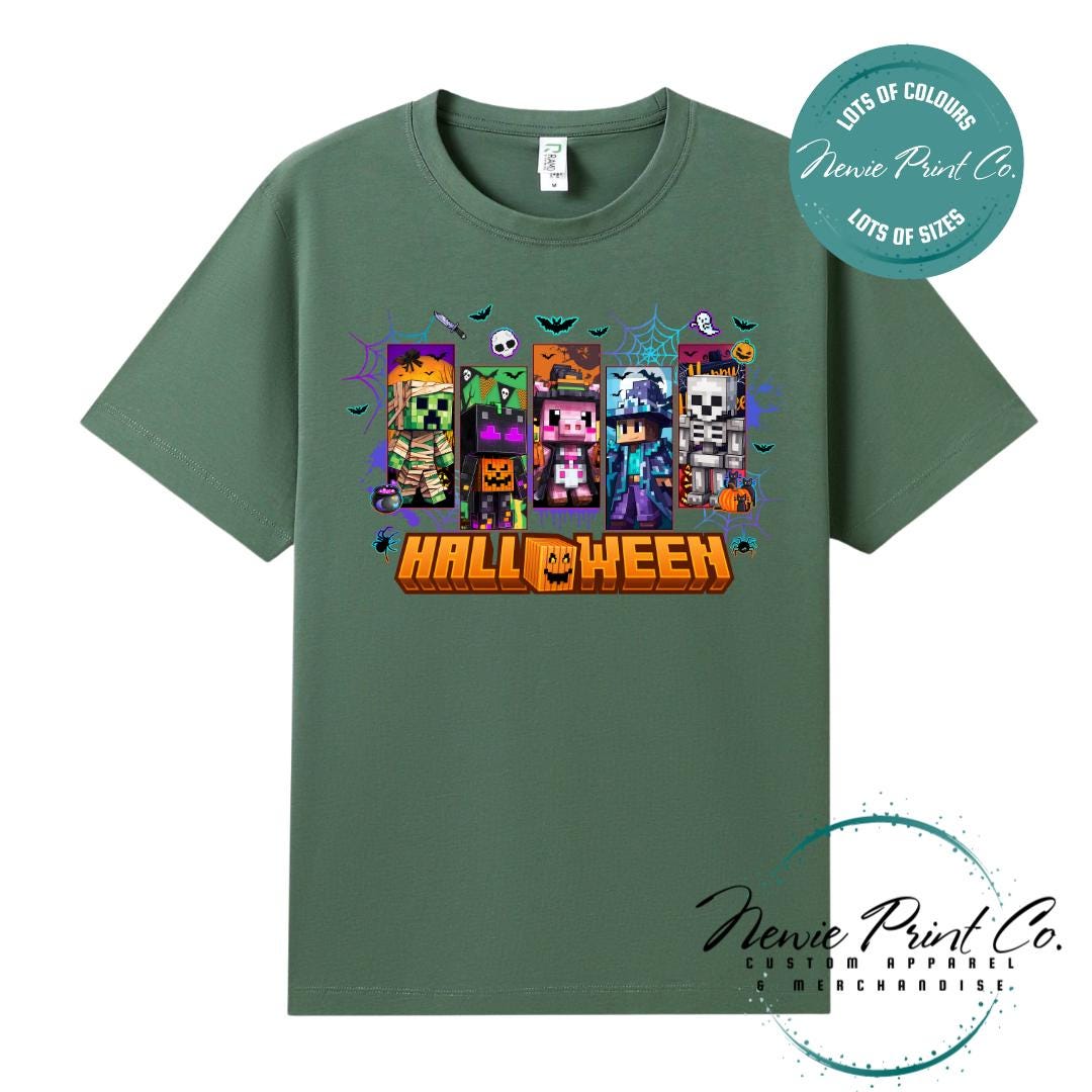 Custom Halloween t-shirts, featuring spooky designs and optional personalised names - perfect for Halloween parties, school events, or family matching outfits.
