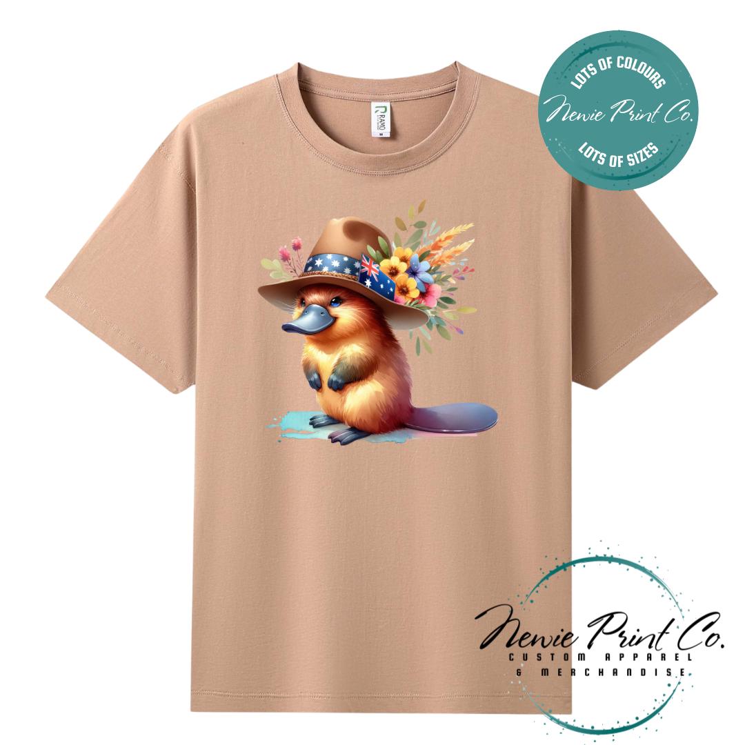 Platypus T-Shirt | Aussie Platypus Floral Tee | Australian Graphic Shirt | Family T-Shirt