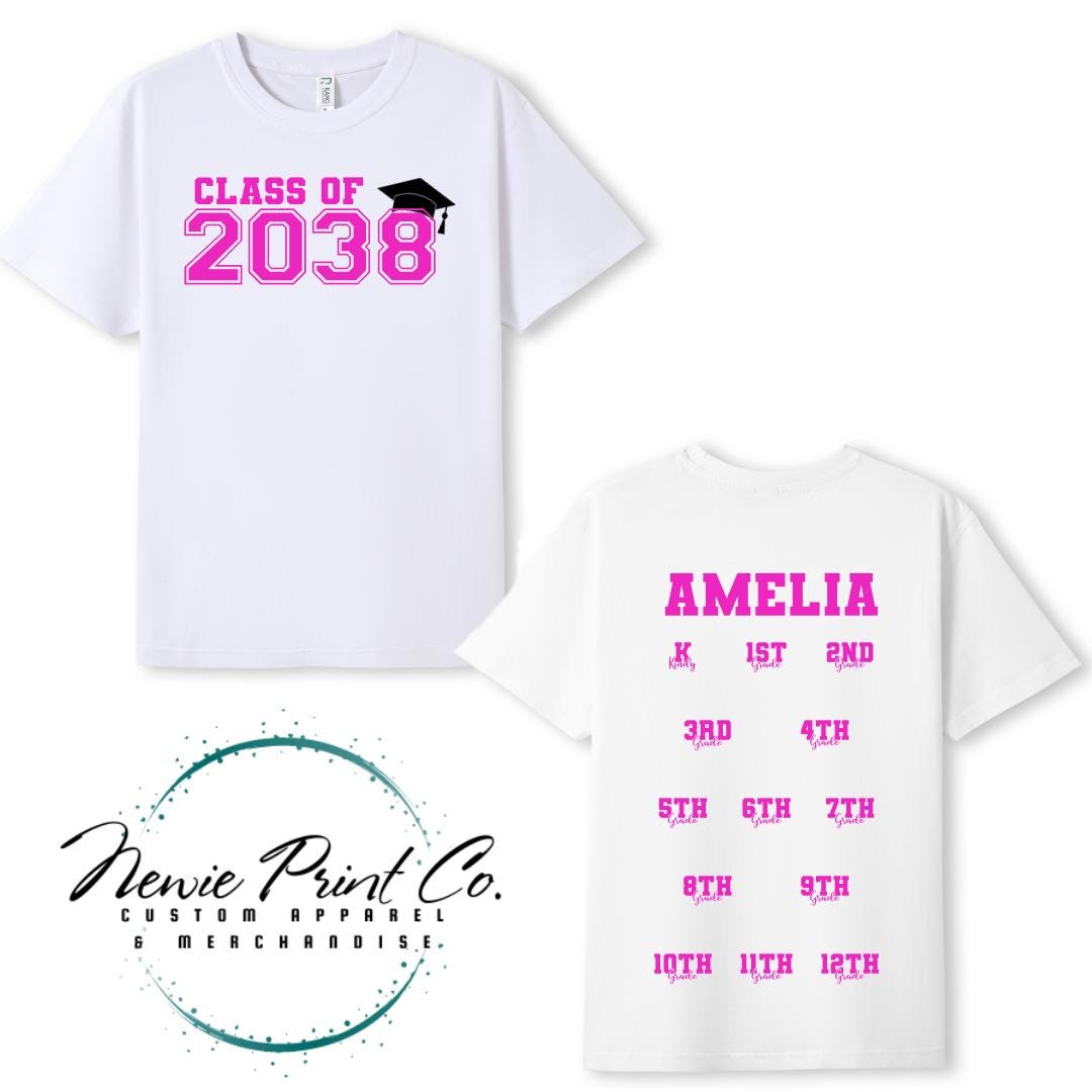 Class of 2038 Kids T-Shirt | School Milestone Memory Shirt | Handprint Keepsake | First Day of School Shirt | Custom Kids Tee