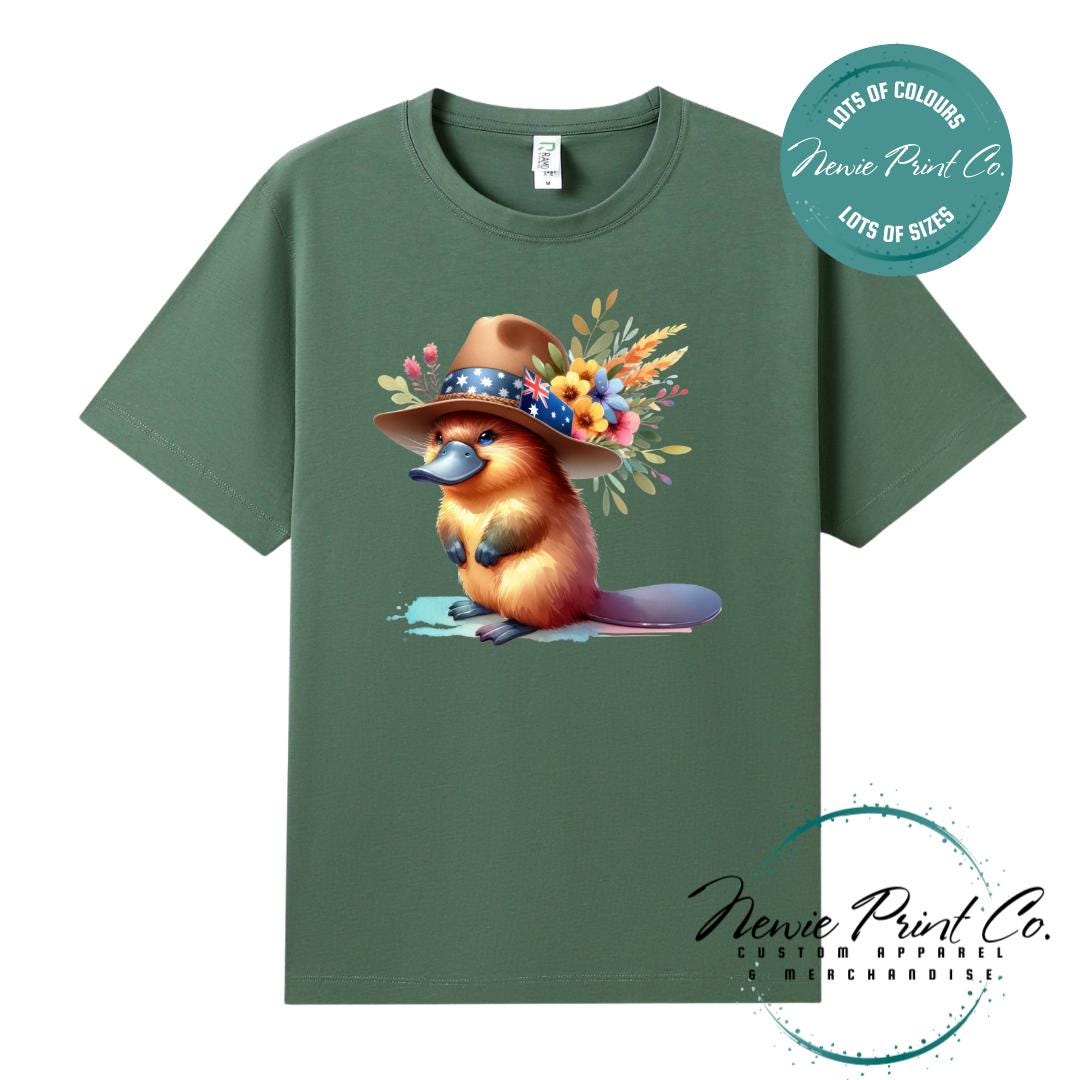 Platypus T-Shirt | Aussie Platypus Floral Tee | Australian Graphic Shirt | Family T-Shirt