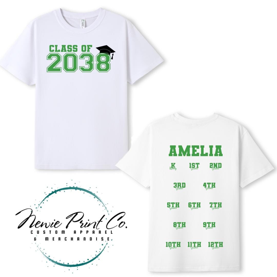 Class of 2038 Kids T-Shirt | School Milestone Memory Shirt | Handprint Keepsake | First Day of School Shirt | Custom Kids Tee