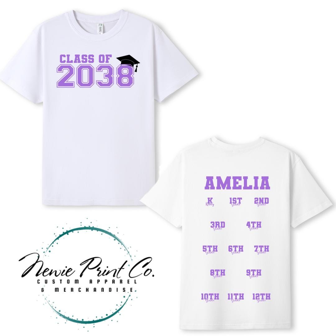 Class of 2038 Kids T-Shirt | School Milestone Memory Shirt | Handprint Keepsake | First Day of School Shirt | Custom Kids Tee