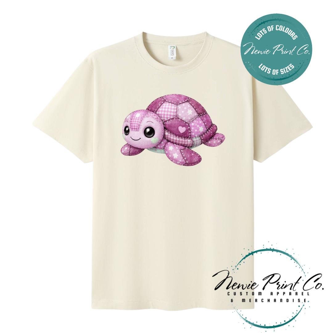 Pink Patchwork Turtle Tee | Sea Turtle Tee | Australian Graphic Shirt | Family T-Shirt