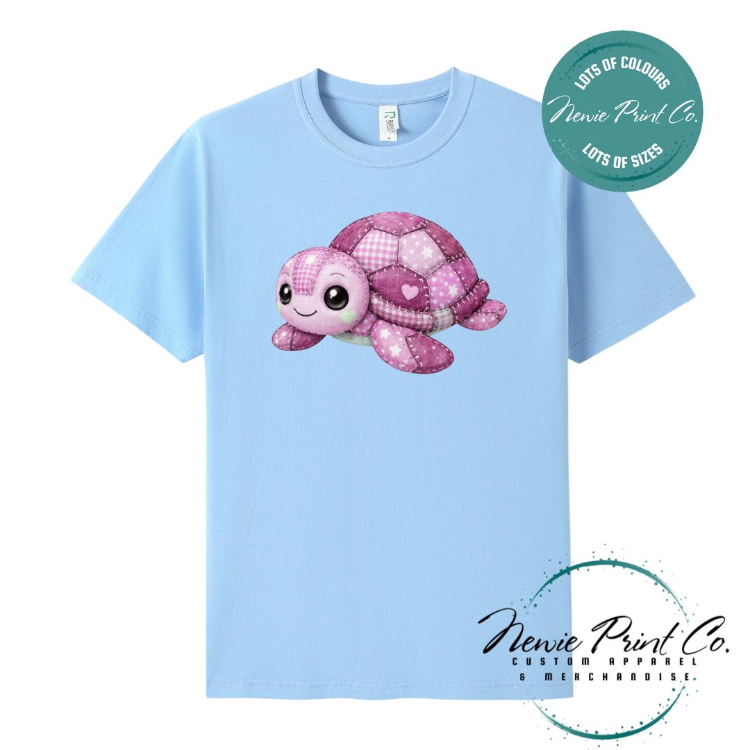 Pink Patchwork Turtle Tee | Sea Turtle Tee | Australian Graphic Shirt | Family T-Shirt