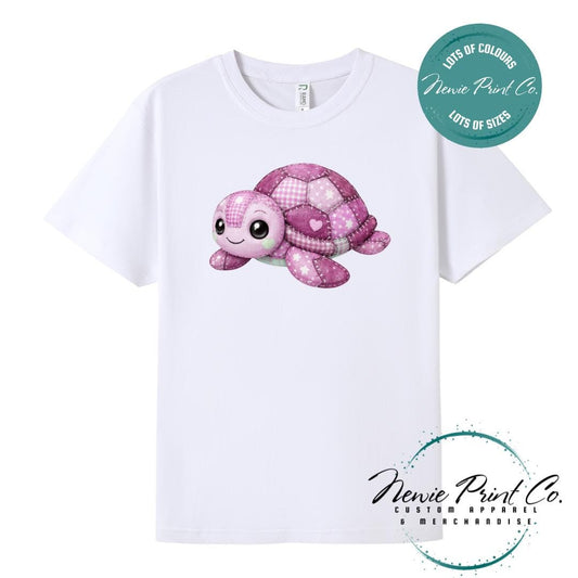 Pink Patchwork Turtle Tee | Sea Turtle Tee | Australian Graphic Shirt | Family T-Shirt