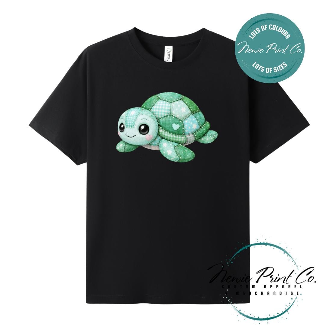 Green Patchwork Turtle Tee | Sea Turtle Tee | Graphic Shirt | Family T-Shirt