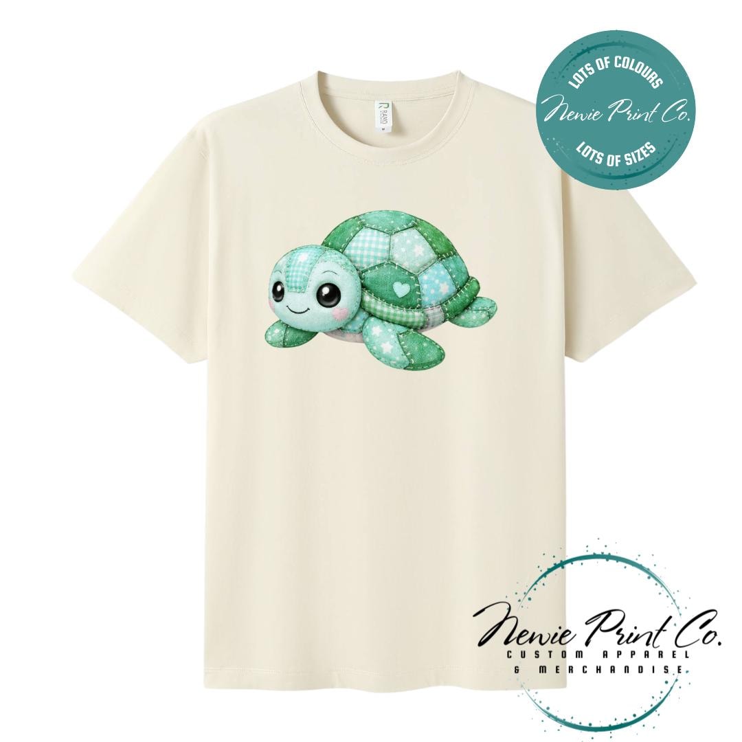 Green Patchwork Turtle Tee | Sea Turtle Tee | Graphic Shirt | Family T-Shirt