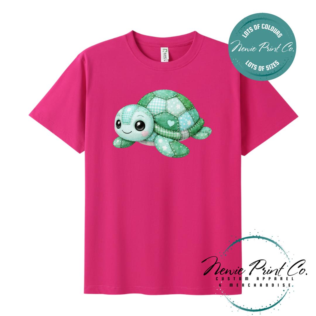 Green Patchwork Turtle Tee | Sea Turtle Tee | Graphic Shirt | Family T-Shirt