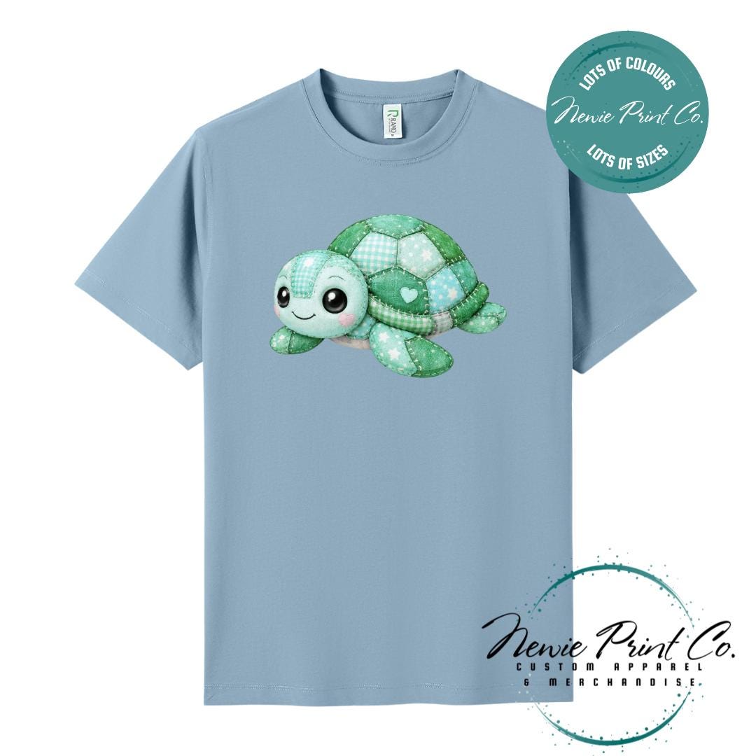 Green Patchwork Turtle Tee | Sea Turtle Tee | Graphic Shirt | Family T-Shirt