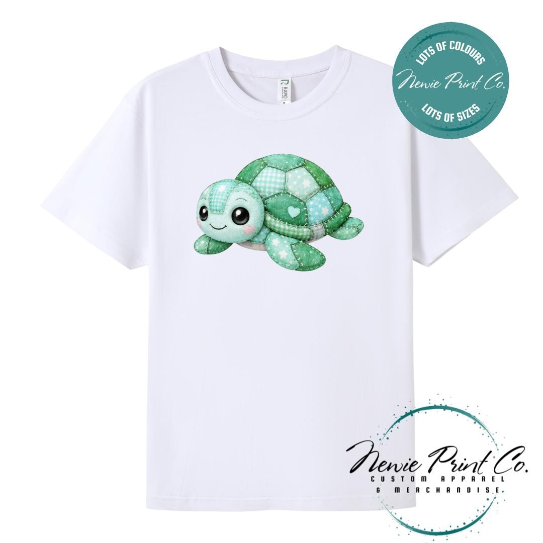 Green Patchwork Turtle Tee | Sea Turtle Tee | Graphic Shirt | Family T-Shirt