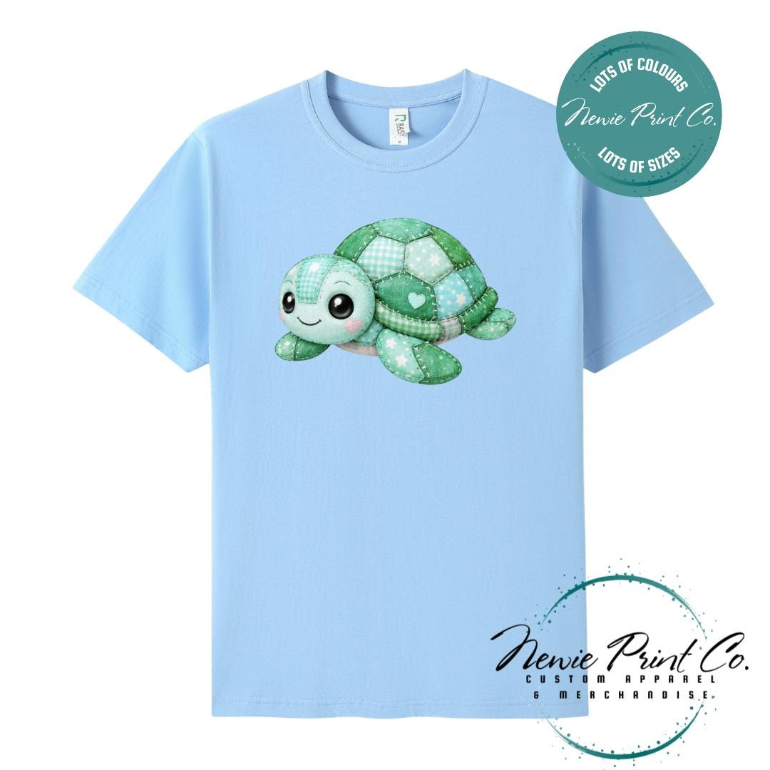 Green Patchwork Turtle Tee | Sea Turtle Tee | Graphic Shirt | Family T-Shirt