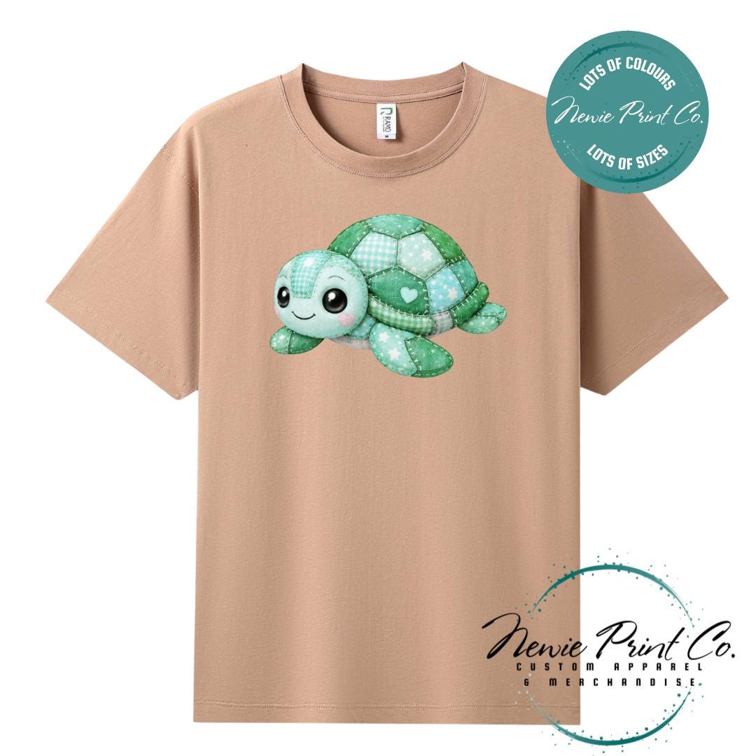 Green Patchwork Turtle Tee | Sea Turtle Tee | Graphic Shirt | Family T-Shirt