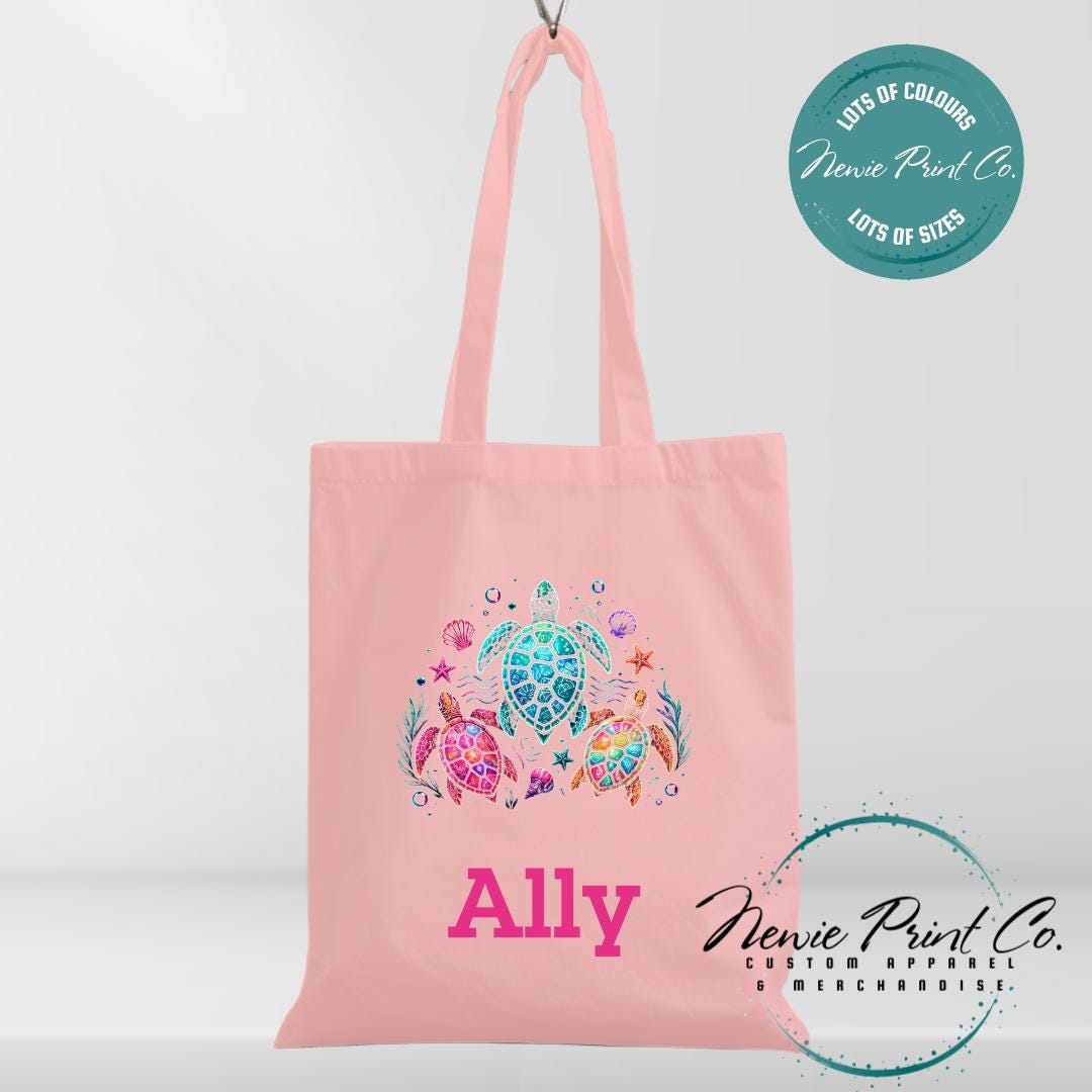 Neon Turtle - Personalized Tote/Library Bags