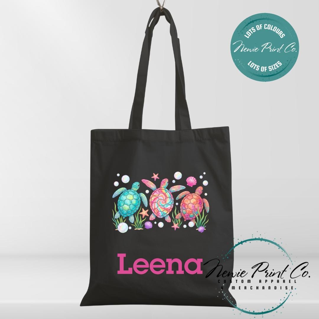Bright Turtle - Personalized Tote/Library Bags